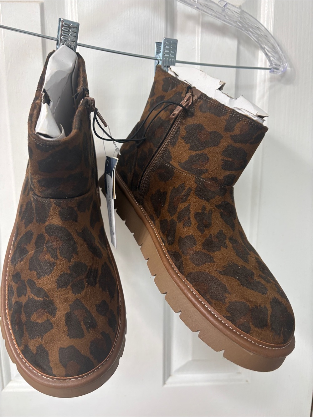 Leopard Print Ankle Booties - Brown